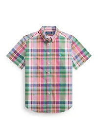 Boys 8-20 Plaid Cotton Poplin Shirt