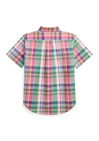 Boys 8-20 Plaid Cotton Poplin Shirt