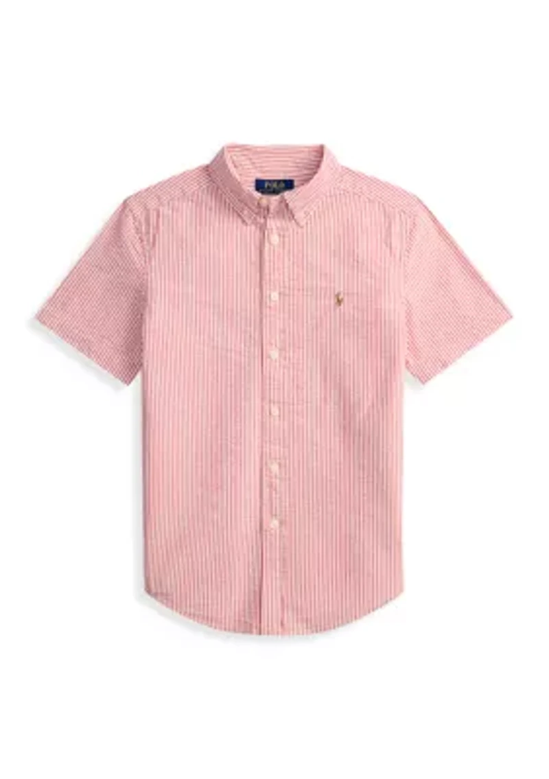 Boys - Striped Cotton Seersucker Shirt
