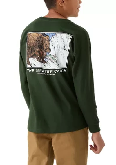 Boys 8-20 Fishing Bear Graphic T-Shirt