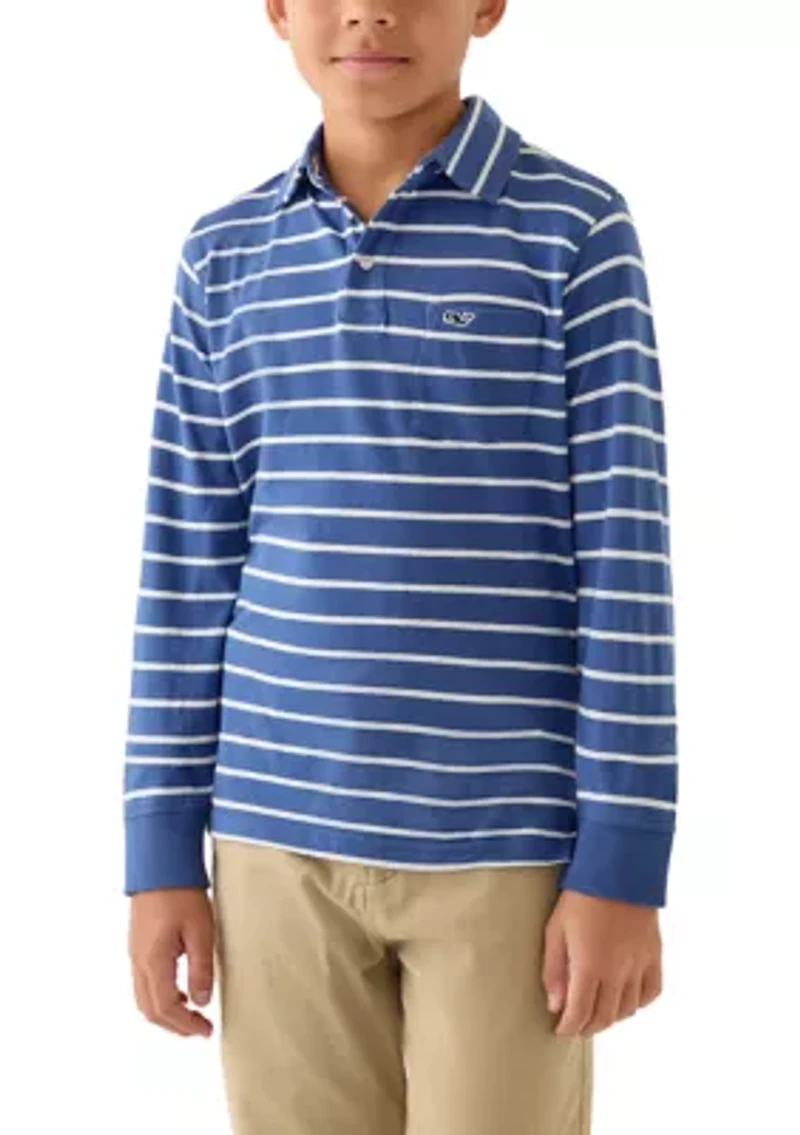 Boys 8-20 Surf Striped Long Sleeve Polo Shirt