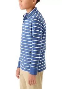 Boys 8-20 Surf Striped Long Sleeve Polo Shirt