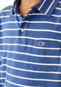 Boys 8-20 Surf Striped Long Sleeve Polo Shirt