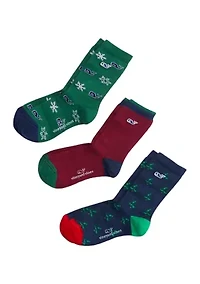Boys Holiday Printed Whales Icon Socks - 3 Pack