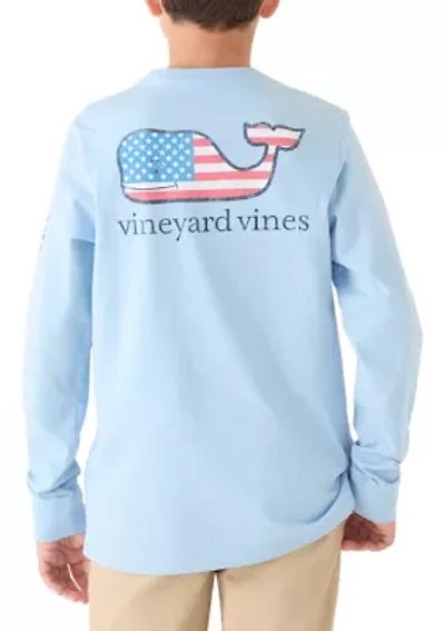 Boys 8-20 Flag Whale Long-Sleeve Pocket T-Shirt