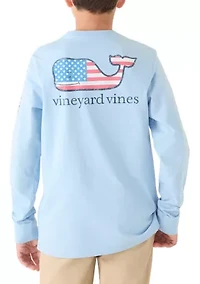Boys 8-20 Flag Whale Long-Sleeve Pocket T-Shirt