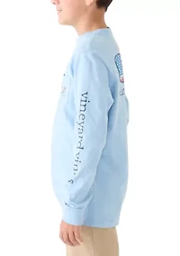 Boys 8-20 Flag Whale Long-Sleeve Pocket T-Shirt