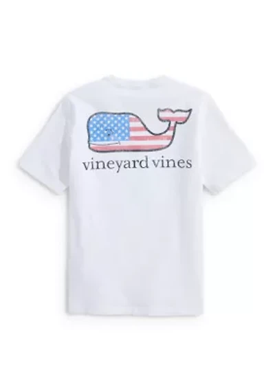 Boys 8-20 Flag Whale Short Sleeve Pocket Shirt