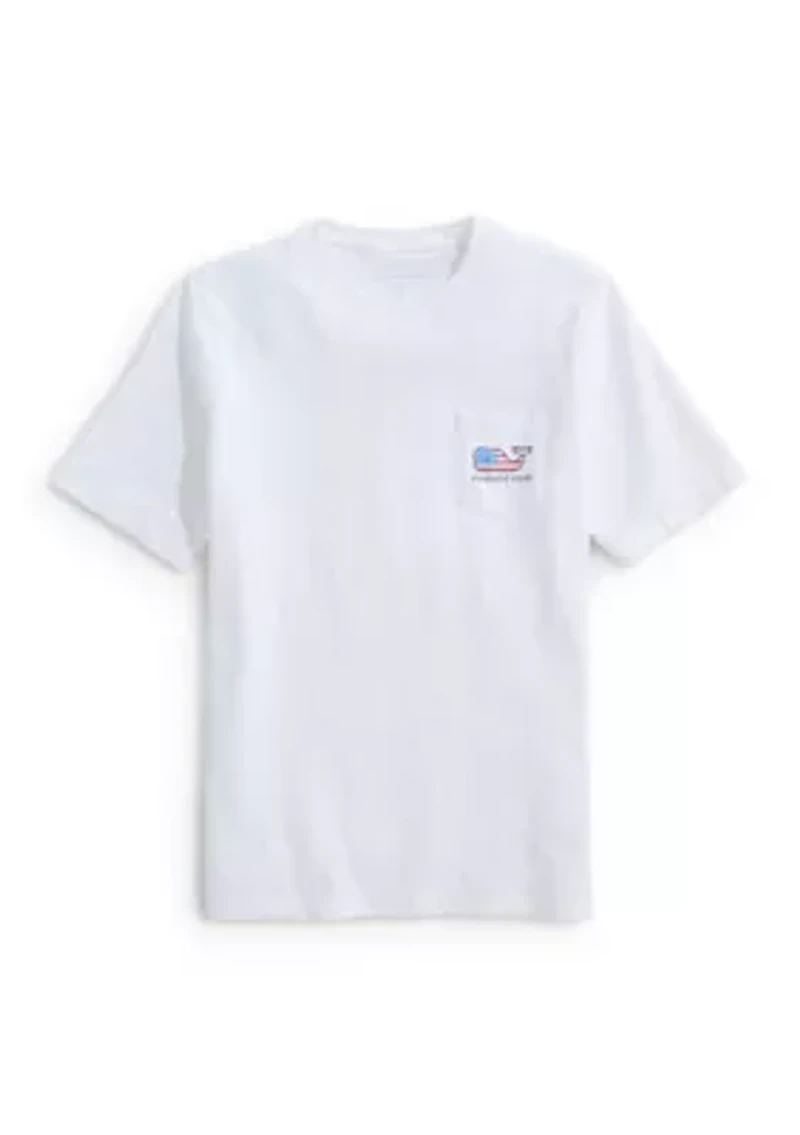 Boys 8-20 Flag Whale Short Sleeve Pocket Shirt