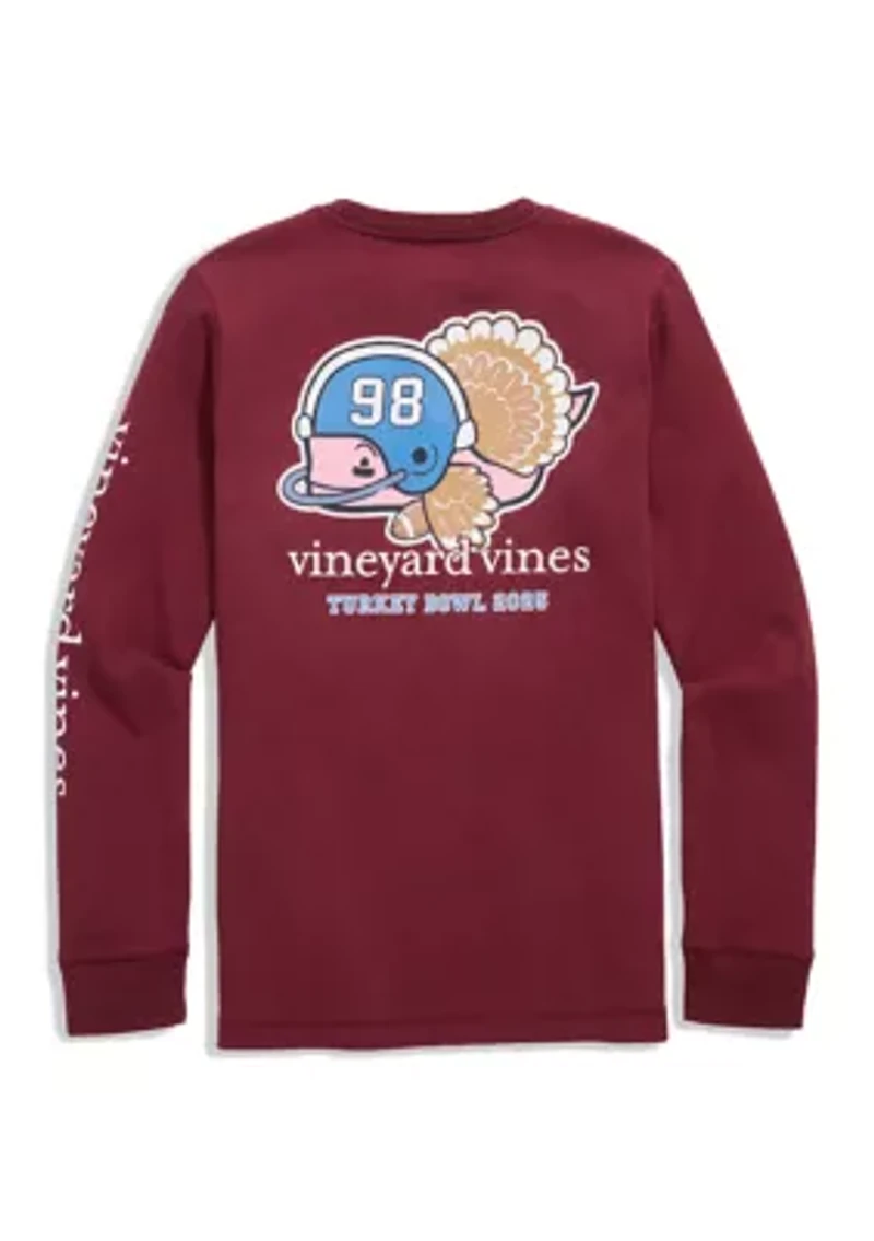 Boys 8-20 Long Slevee Cotton Turkey Football Graphic. T-Shirt