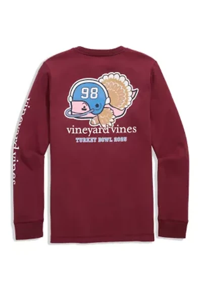 Boys 8-20 Long Slevee Cotton Turkey Football Graphic. T-Shirt
