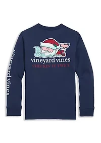 Boys 8-20 Long Sleeve Cotton Santa Whale Graphic T-Shirt