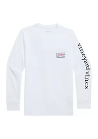 Boys 8-20 Santa Dog Sleigh Long-Sleeve Pocket Tee