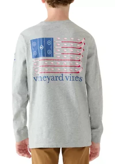 Boys 8-20 USA Hockey Flag Long-Sleeve Pocket T-Shirt
