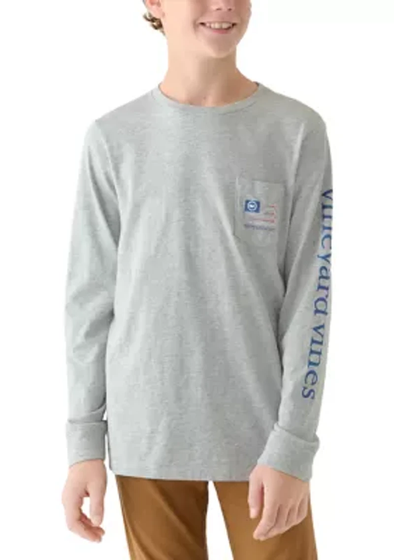 Boys 8-20 USA Hockey Flag Long-Sleeve Pocket T-Shirt