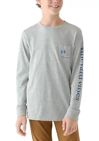 Boys 8-20 USA Hockey Flag Long-Sleeve Pocket T-Shirt