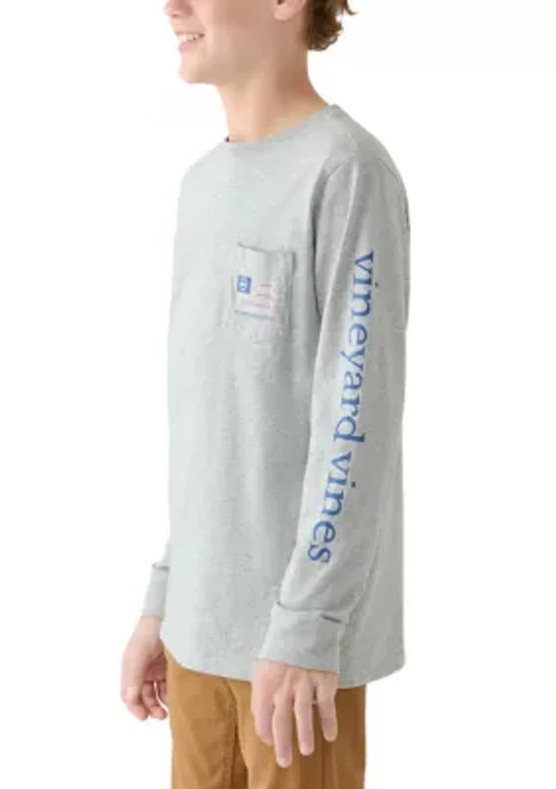 Boys 8-20 USA Hockey Flag Long-Sleeve Pocket T-Shirt