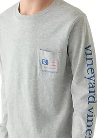 Boys 8-20 USA Hockey Flag Long-Sleeve Pocket T-Shirt