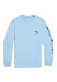 Boys 8-20 Long Sleeve Cotton Retro Hockey Player Graphic T-Shirt