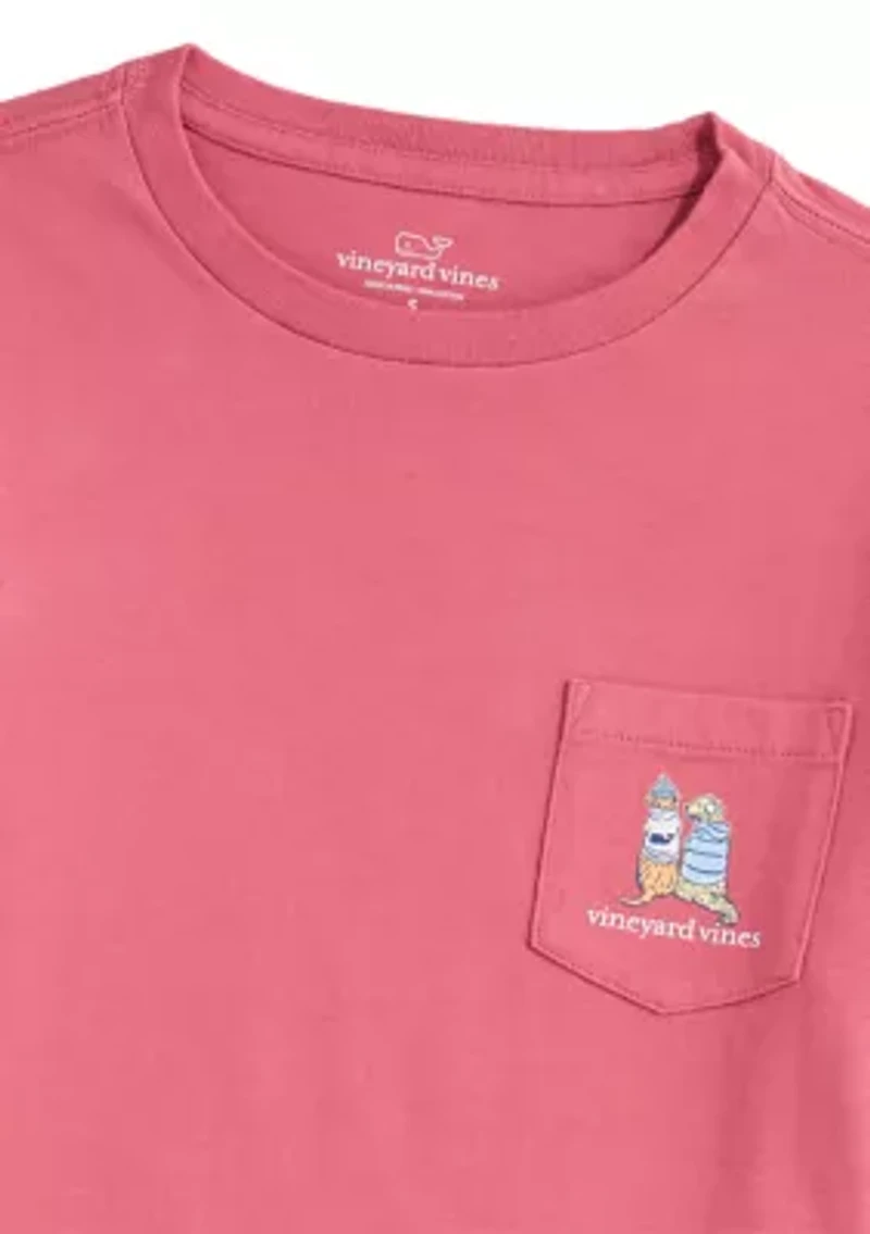 Boys 8-20 Sunset Ski Pups Long Sleeve Pocket T-Shirt