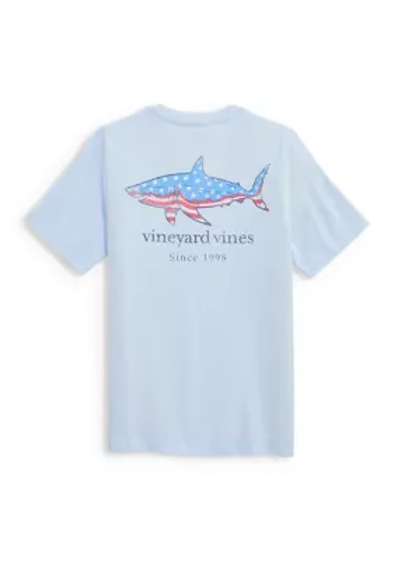 Boys 8-20 Flag Shark Short Sleeve Shirt