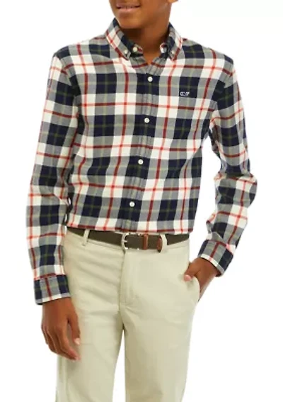Boys 8-20 Midweight Twill Plaid Shirt