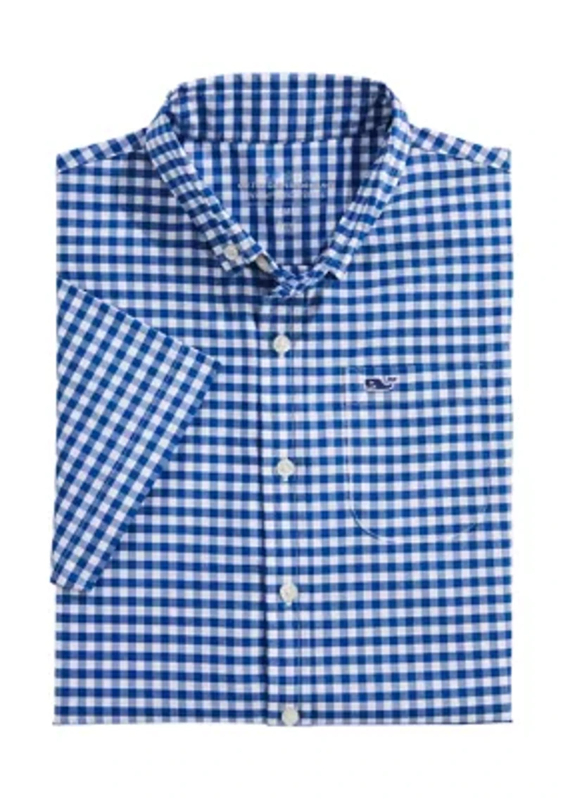 Boys 8-20 Short Sleeve Gingham Shirt