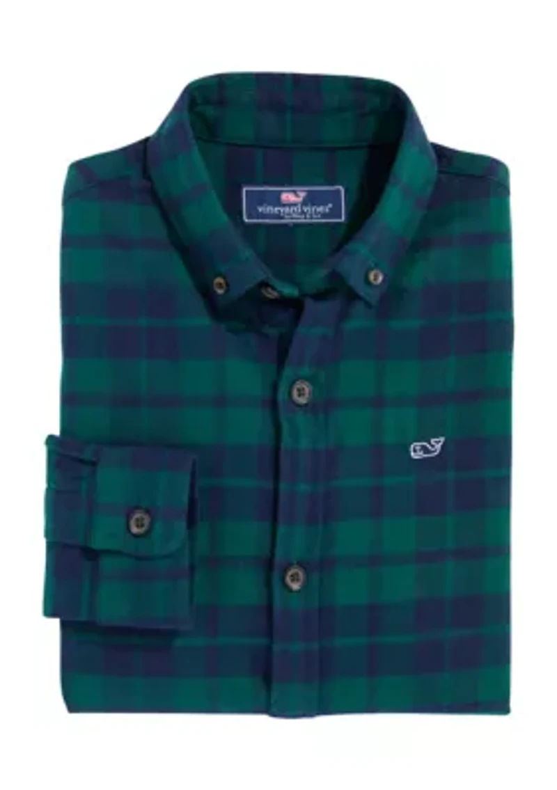 Boys 8-20 Plaid Printed Flannel Shirt