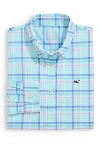 Boys 8-20 Coconut Key Plaid Featherweight Performance Shirt