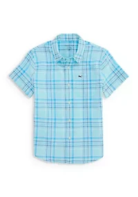 Boys 8-20 Plaid Woven Button Down Shirt