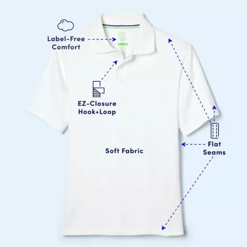 Boys XS-XXL Adaptive Short Sleeve Interlock Polo