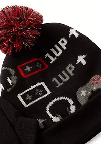 Kids Accessories Gamer Knit Hat and Gloves Set