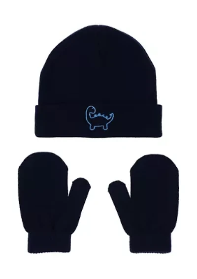 Dino Knit Hat and Mittens Set