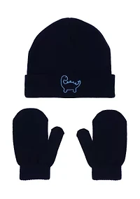 Dino Knit Hat and Mittens Set
