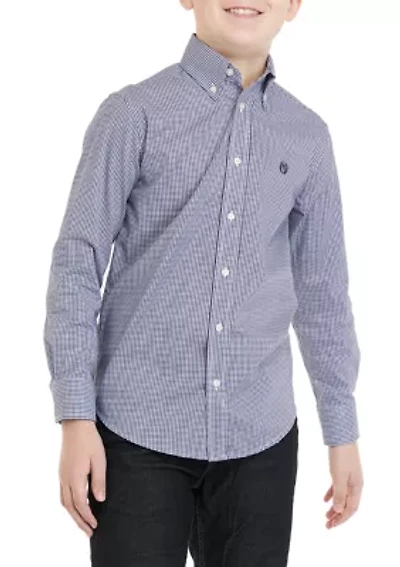 Boys 8-20 Long Sleeve Gingham Shirt