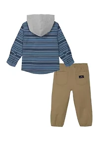 Boys 4-7 Woven Knit Printed Shirt and Joggers Set