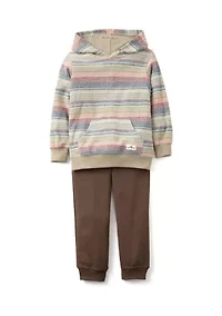 Boys 4-7 Reverse Striped Hoodie Set