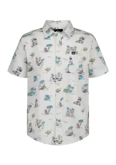 Boys 8-20 Short Sleeve Print Woven Shirt