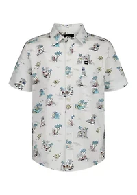 Boys 8-20 Short Sleeve Print Woven Shirt