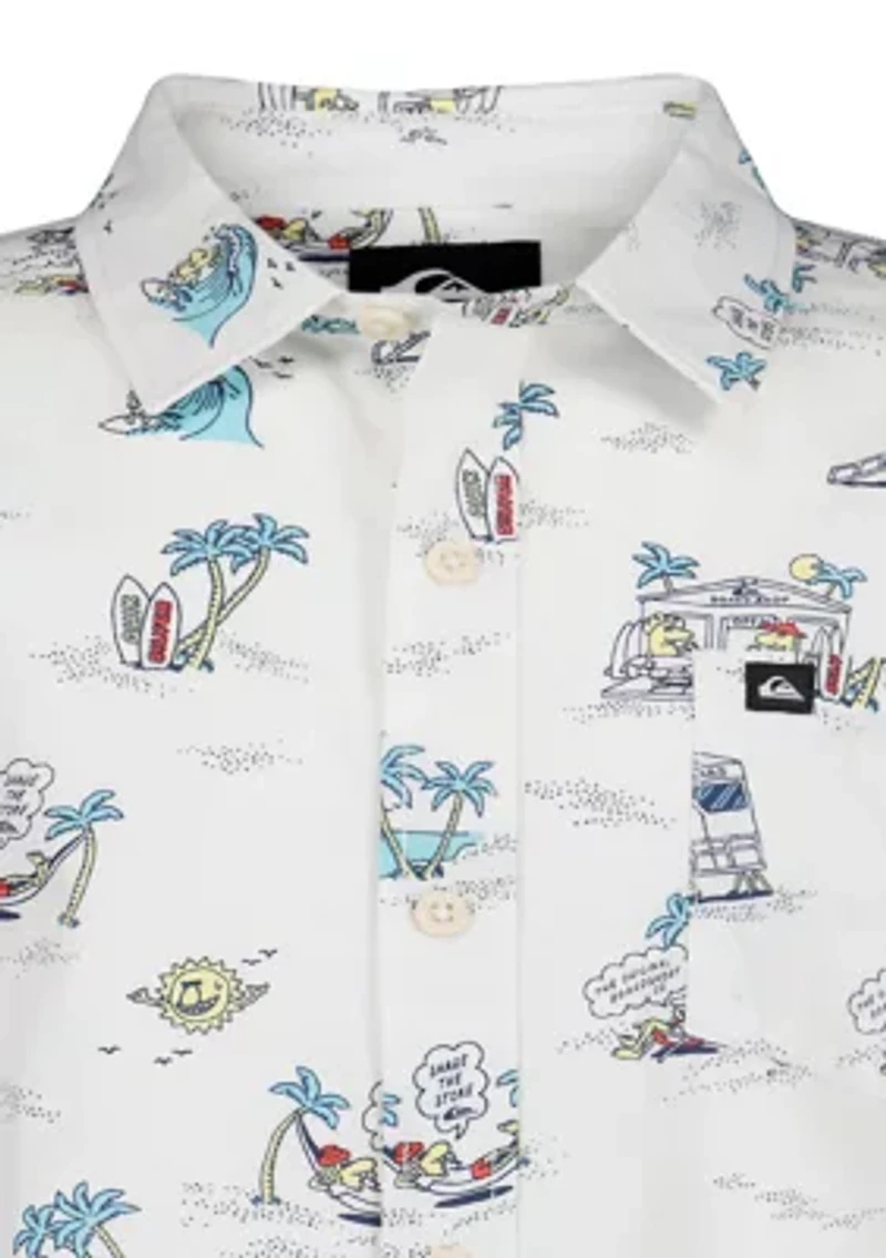 Boys 8-20 Short Sleeve Print Woven Shirt