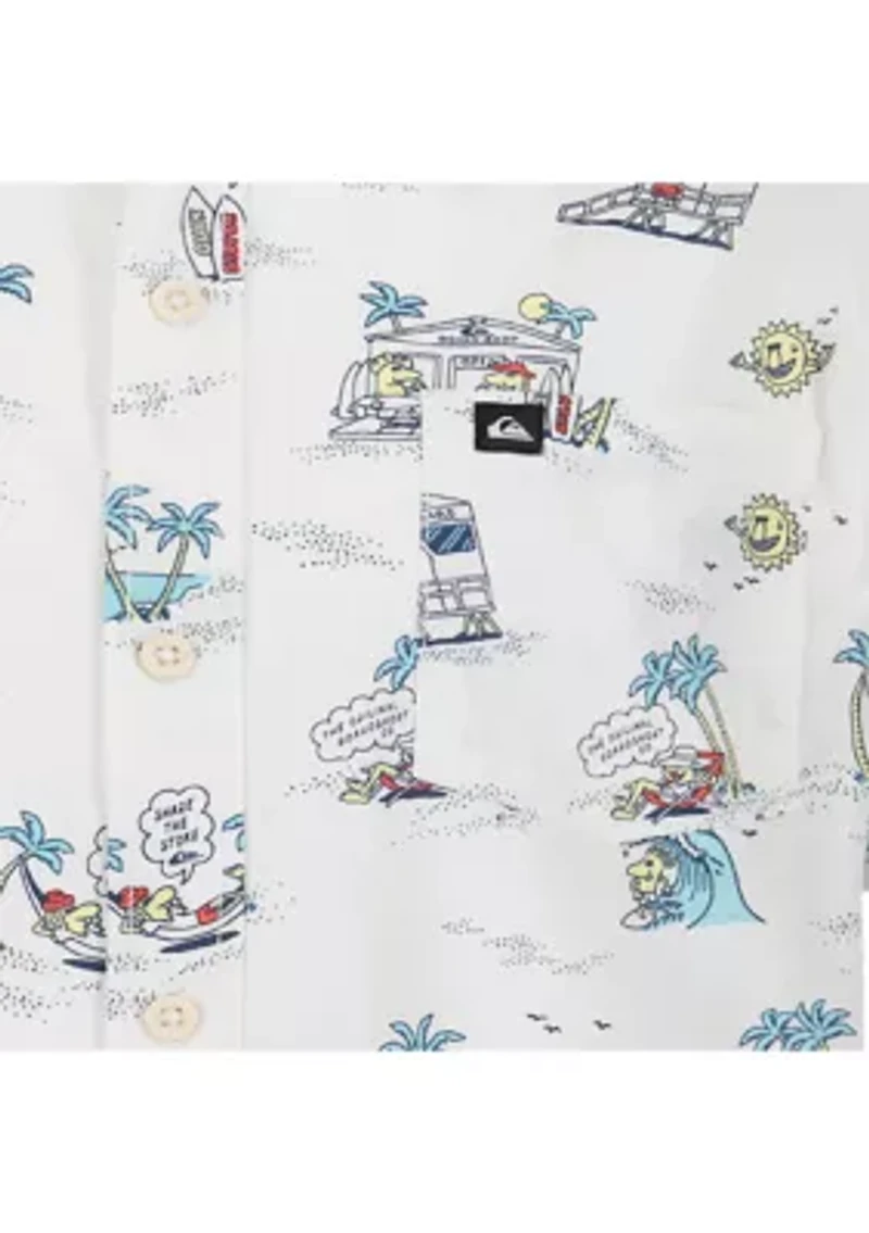 Boys 8-20 Short Sleeve Print Woven Shirt