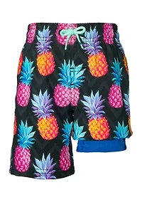 Boys 8-20 Pineapple Swim Trunks