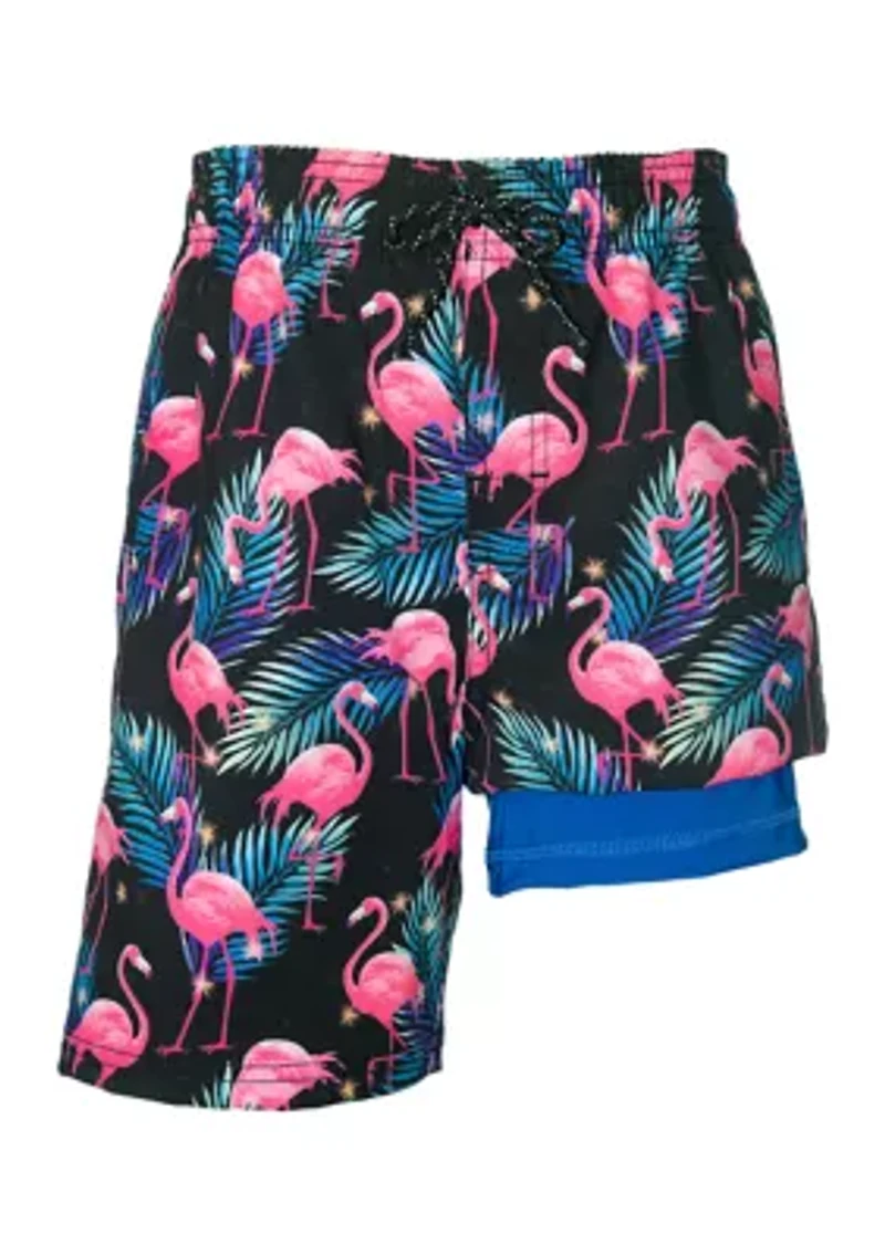 Boys 8-20 Flamingo Swim Trunks