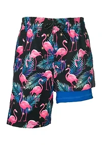 Boys 8-20 Flamingo Swim Trunks