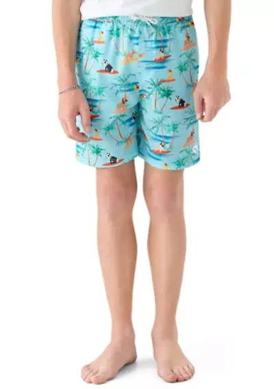 Boys 8-20 Dog Swim Stretch Volley Shorts