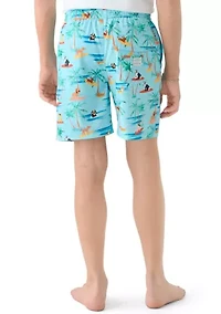 Boys 8-20 Dog Swim Stretch Volley Shorts