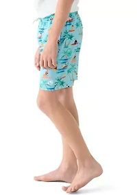 Boys 8-20 Dog Swim Stretch Volley Shorts