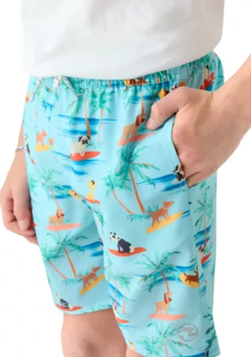 Boys 8-20 Dog Swim Stretch Volley Shorts