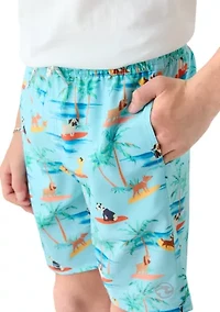 Boys 8-20 Dog Swim Stretch Volley Shorts