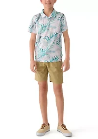 Boys 8-20 Palm Graphic Polo Shirt and Shorts Set